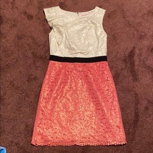 Color block lace Lilly Pulitzer dress pink white